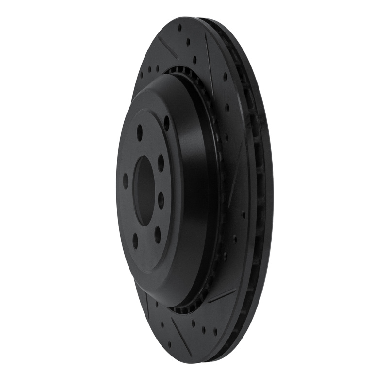 Mercedes-Benz GL350 Brake Rotor (1) - Rear Right - R1 Concepts - Drilled & Slotted - Black - `06-`12